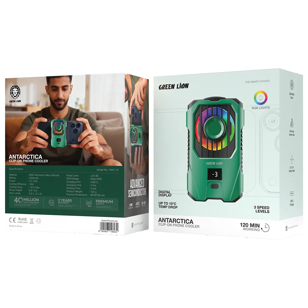 فن خنک‌کننده موبایل شارژی Green Lion مدل Antarctica Clip-On Phone Cooler