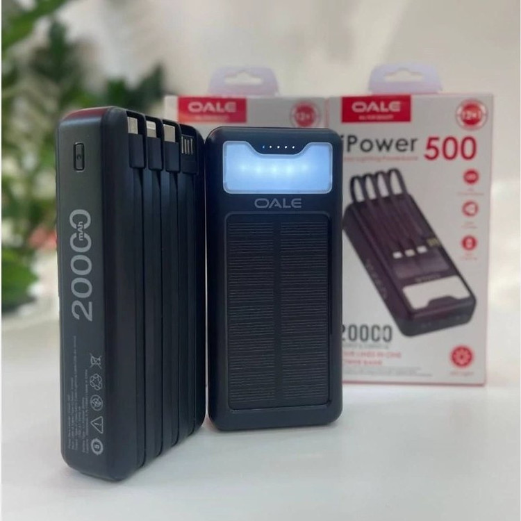پاوربانک خورشیدی OALE مدل Ipower 500 ظرفیت ۲۰ هزار میلی آمپر