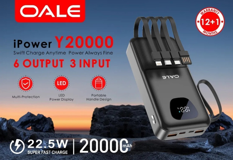 پاوربانک Oale مدل Y20000 ظرفیت 20.000MA